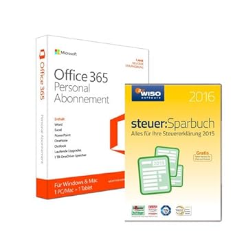 Microsoft Office 365 Personal - 1 PC/MAC - 1 Jahresabonnement - multilingual (Product Key Card ohne Datenträger) + WISO steue
