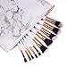 Makeup Bag Organizer Portable Marble Make up Brushes Cosmetic Bags Travel PU Handbag Pouch with Gold Zipper Storage Case for Women Purse,White (8.7