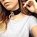 Black Choker Necklace Classic Punk Goth Choker Gothic PU Leather O-Ring Choker Metal for Girls Women Gold Color