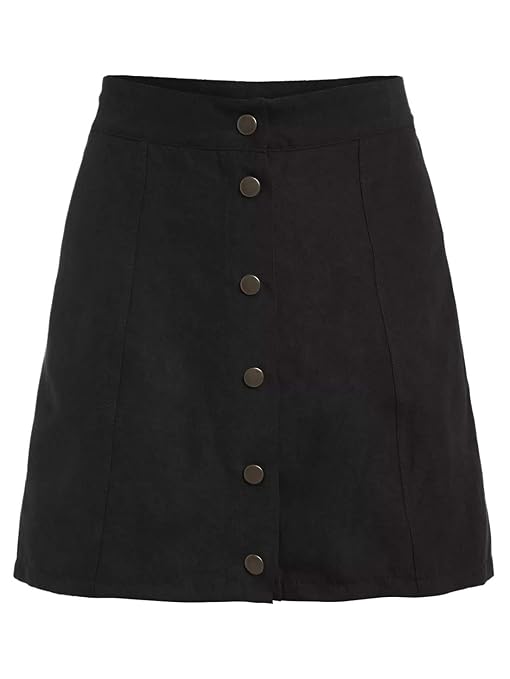 DIDK Damen A Linie Röcke Elegant Rock Kurz Minirock Casual Skater Sommerrock mit Knöpfen