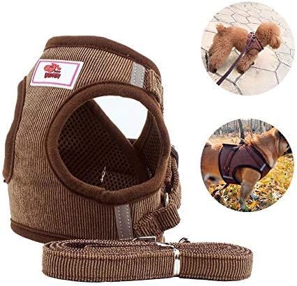 Anlitent Double Padded Pet Freedom No Choking Dog Harness and Lead Set for Walking, Escape Proof Dog Vest Harnesses for Puppies Small Dogs Brown Boy