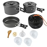 ARAER Camping Cookware Set, 10pcs:2-3 Person/16pcs:4-5 Person Mess Kit with Non-Stick Aluminum Pot Pan, BPA-Free Bowls/Plates and Nylon Bag, Perfect for Camping, Hiking, Travel, Backpacking, Picnic