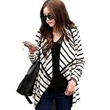 Cocobla Womens Casual Boyfriend Stripe Irregular Thin Cardigan Autumn Sweater