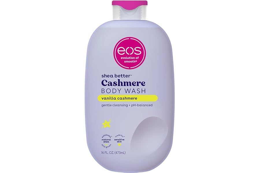 eos Shea Better Cashmere Body Wash, Vanilla Cashmere, Moisturizing, pH Balanced Body Wash, Creamy Gel Formula, Paraben & Phthalate Free, Sensitive Skin, 16 fl oz