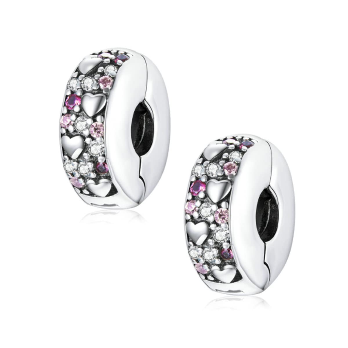 I Love You Forever,Heart Key Charm fit Pandora Bracelet 925 Sterling Silver Safety Chain Charm for Bracelet (Love Spacer Bead Clip Charms)