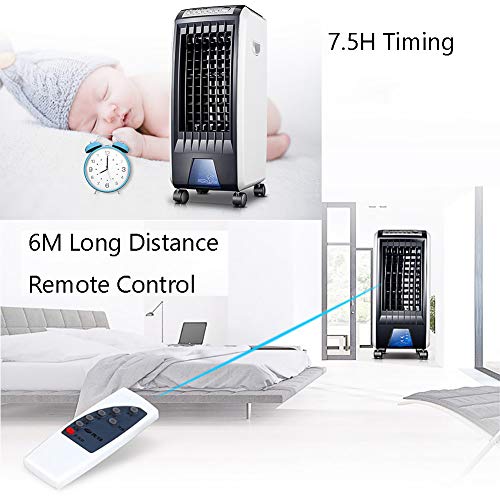 ZPEE-3-Speeds-Oscillating-Air-CoolerQuiet-Movable-Bladeless-FanRemote-Control-Air-Conditioner-FanDouble-Water-Tank-Evaporative-Coolers-Black-11x13x28inch