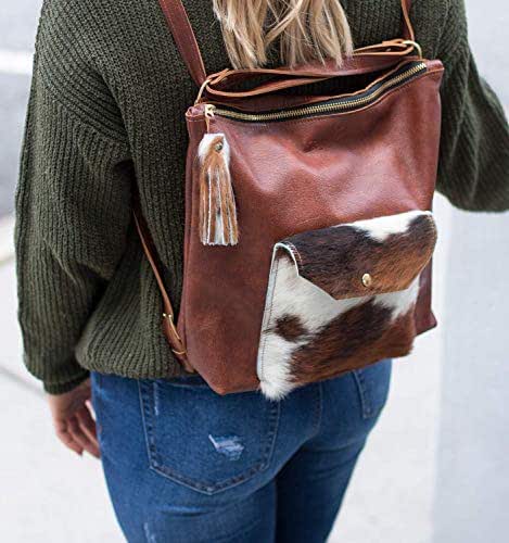 cowhide backpack purse