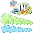 Emmabin Silicone Stretch Lids,13 Pack Silicone Food Covers Rectangular & Round Fit Various Shape of Containers, Dishes, Bowls, Safe in Dishwasher, Microwave and Freezer
