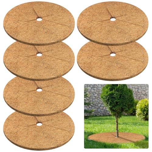 Legigo 6 Pack Coconut Fiber Mulch Ring Tree Plant Protector Mat, 24