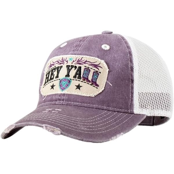 ARIAT Ladies Howdy Shield Embroidery Cap, Light Pink at  display picture 3