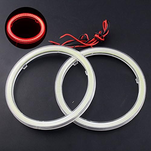 Everbrightt 1-Pair Red 100MM 72SMD Car COB Led Angel Eyes Circle Ring Headlight Lamp with Housing