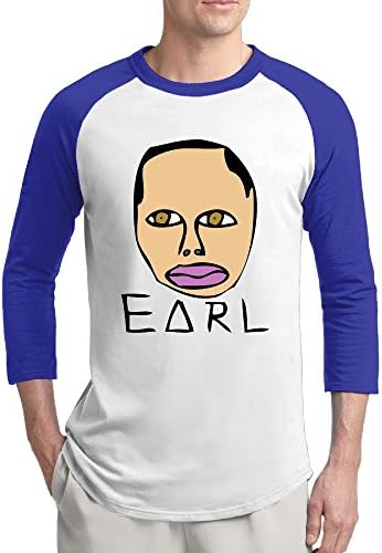 Men's Odd Future Earl Cartoon Head Portrait Contrast Color 3/4 Sleeve Plain Raglan Tee Shirt