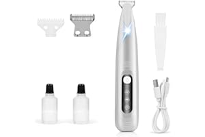 AMNICOOK Dog Paw Trimmer,Upgraded Grooming Kit with LED Light,Type-C Rechargeable,Cordless Feature,IPX4 Waterproof,Low Noise Clipper for Dog and Other Pet's Hair Around Paw,Face,Eyes,Ears and Rump