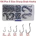 Offset Octopus Circle Hooks, 100pcs Baitholder Fishing Hooks Sharp Beak Fishing Gear and Equipment for Catfish Freshwater Saltwater Steelhead Trout Bass, Black, Size #8-6/0