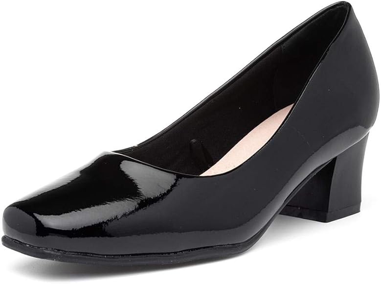 womens black patent court shoes