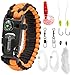 Paracord Bracelet Emergency Kit 17 pcs Survival Gear by A2S - Ultimate Survival Series includes 12 pcs Fishing Gear & Baits - Emergency Food Preparedness for all (Orange, Large 9.5