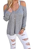 Dokotoo Womens Cold Open Shoulder Loose Knitted Sweater Top Blouse