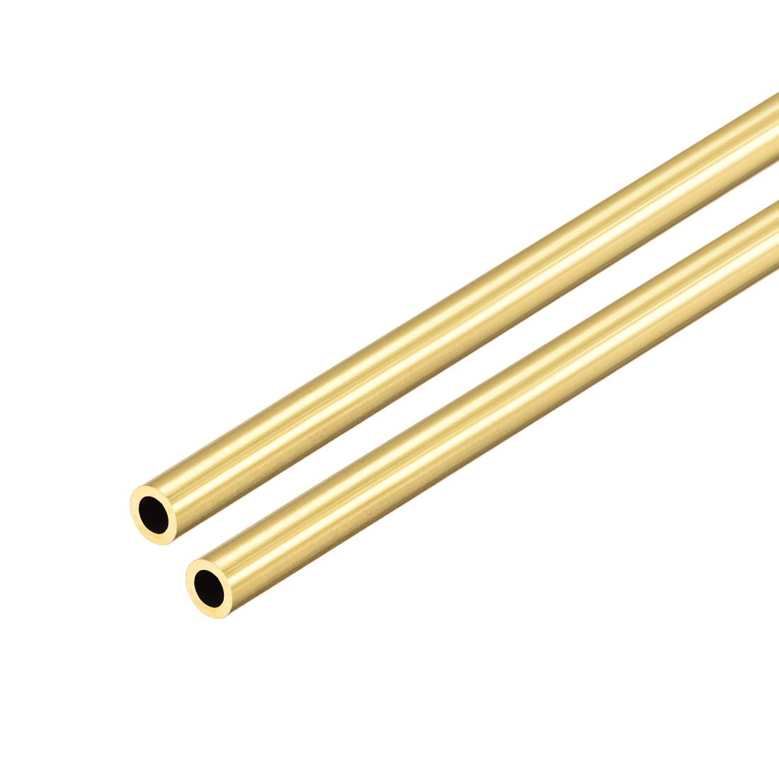 sourcing map Brass Round Tube, 300mm Length 5.5mm OD 1mm Wall Thickness, Seamless Straight Pipe Tubing 2 Pcs