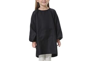 EVGVAT Kids Art Smock Long Sleeve with Pocket Child Chef Bib Apron for Kitchen Cooking Painting