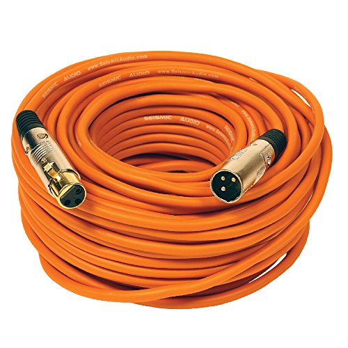 Seismic Audio SAPGX-100Orange Premium 100' XLR Microphone Cable Cord - 3 Pin XLRF to XLRM Mic Cord, Orange