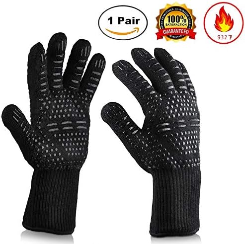 Cailorlife BBQ Gloves,932°F Extreme Heat Resistant Oven Cooking Glove for Cooking, Grilling, Baking, 13 inch（1 Pair）