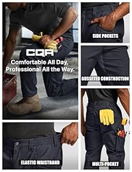 CQR Men's Quick Dry Work Pants, Water Resistant