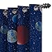 Anjee Blackout Window Curtains for Kids Bedroom Space Planet Theme Room Darkening 84 Inch Length Thermal Insulated Grommet Window Drapes Printed Curtains for Living Room, 52 x 84 Royal Blue