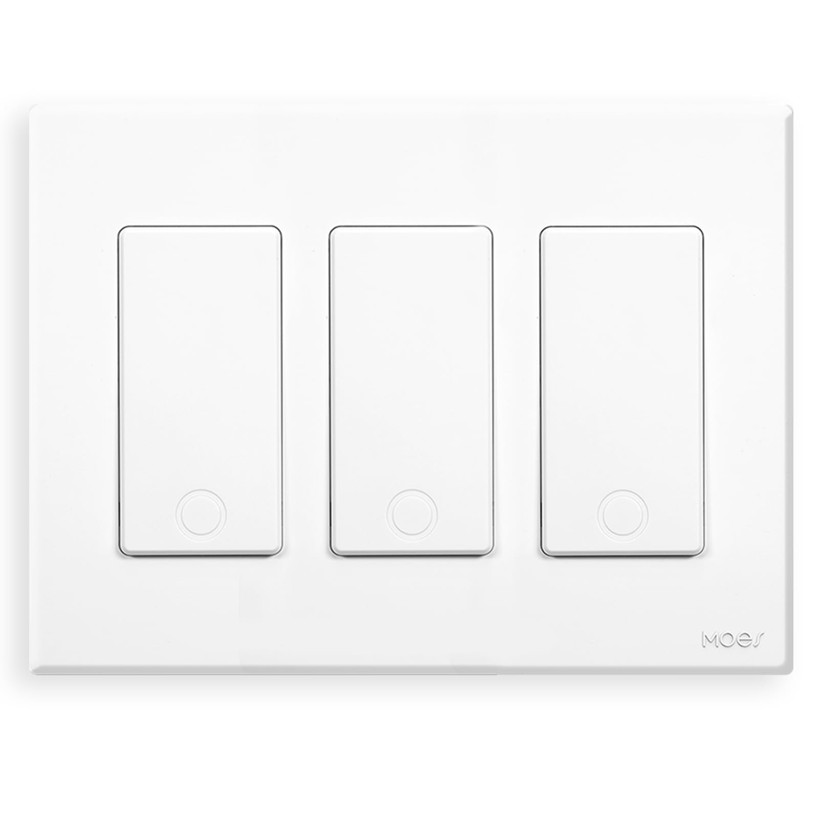 Photo 1 of MOES Smart Single Pole Light Switch, 2.4GHz WiFi Smart Wall Switch, Needs Neutral Wire, Multi-Control, Smart Life/TUYA APP Control, Voice Control with Alexa/Google Home, White 3 Gang