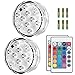 Puroma 2 Pack RGB Submersible LED Lights Remote Controlled, 16 Color Changing Waterproof Lights with 6 Batteries for Aquarium Swimming Pool Vase Base Fountain Garden Party Weeding Christmas Halloween