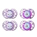 Tommee Tippee Closer to Nature Night Time Orthodontic Toddler Soothie Pacifier, 18-36 Months - Pink, Girl, 4 Pack