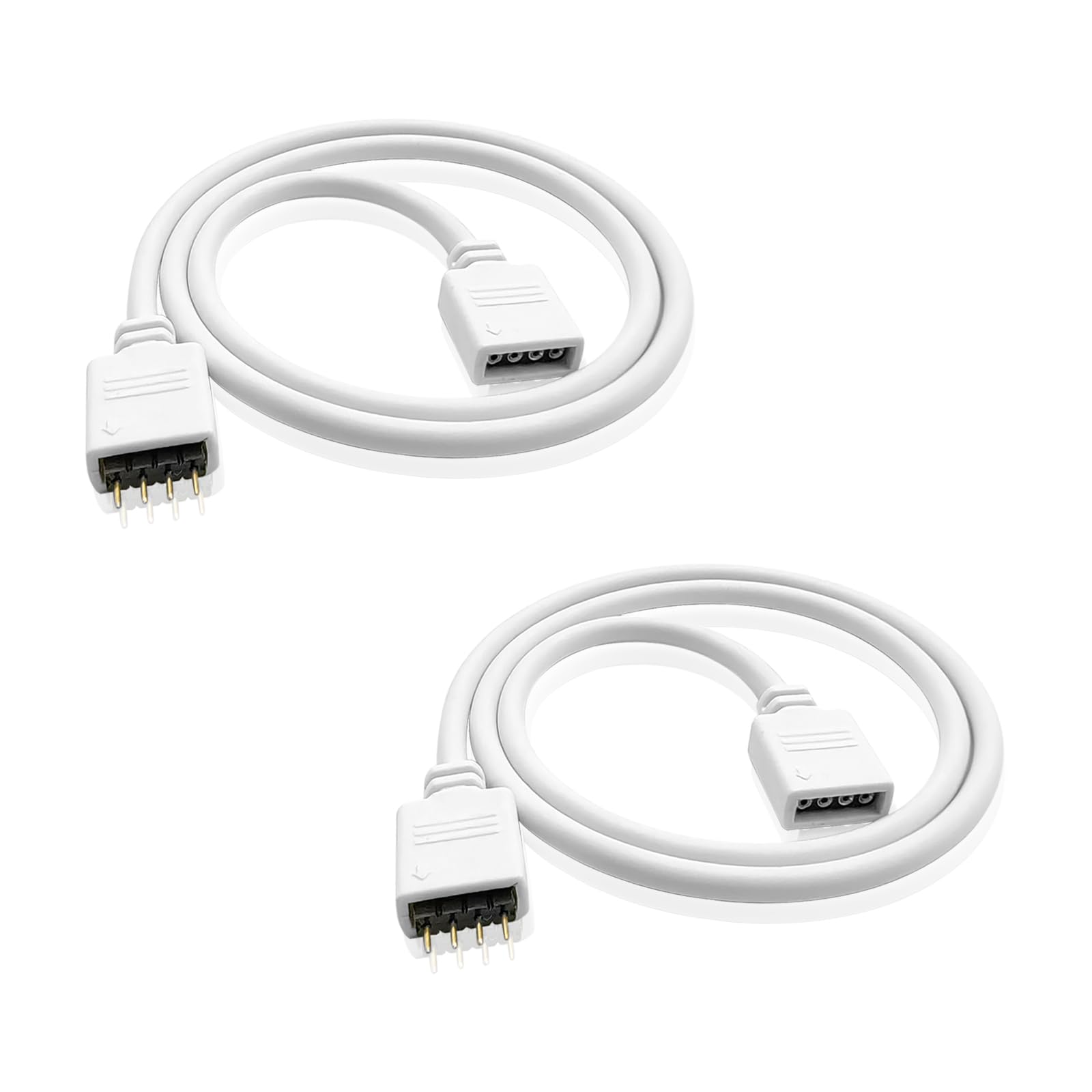 iYueMps LED Strip Extension Cable 2 pcs 50cm 4 pin LED RGB Extension Cable with 10mm 4pin Male Connector for 5050 3528 2835 RGB Strip - White
