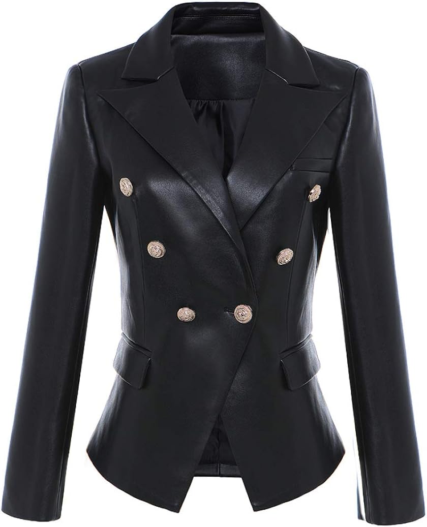 faux leather double breasted jacket