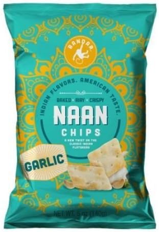 Bandar Monkey Foods Garlic Naan Chips, 5 Ounce -- 6 per case.