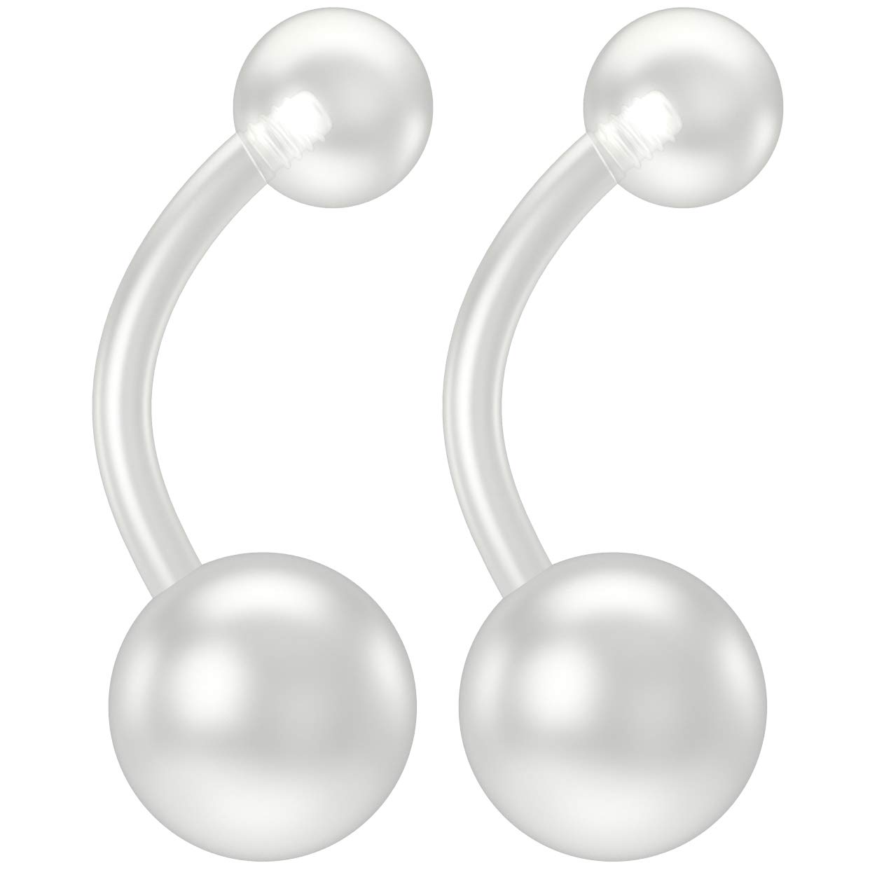2pc 14g 1.6mm Belly Button Retainer Keeper Ring Flexible Bendable Clear Plastic Navel Piercing Rings Sport 10mm