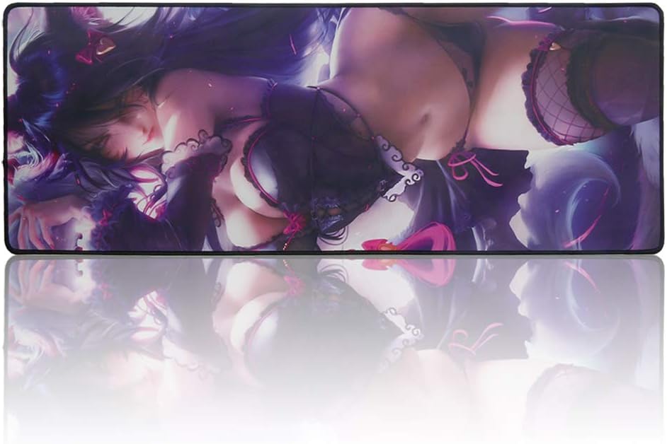 Fzaqua Extended Gaming Mouse Pad-Rubber Base with Anti-Fray Cloth Speed Soft Gamer Mouse Pad 31.5Lx11.8Wx0.12H(LOL-Ahri)