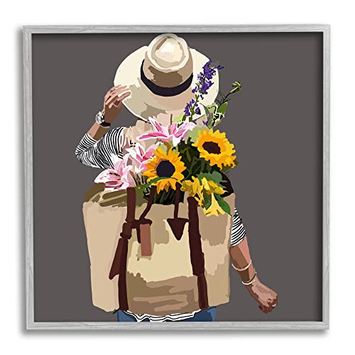 Stupell Industries Varied Flower Arrangement Blossoms Backpack Bouquet Framed W…