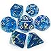Haxtec DND Dice Set 7PCS Polyhedral Dice for Roleplaying Dice Games as Dungeons and Dragons-Blue Gold Leaf/Foil Polyhedral Dice-Blue Gold Foil