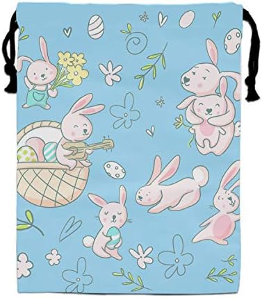 Drawstring Backpacks Cheap for Kids Party Cute Girly Hand Drawn Cute Bunnies And Flowers Favors Bags Gym Drawstring Bags Bulk