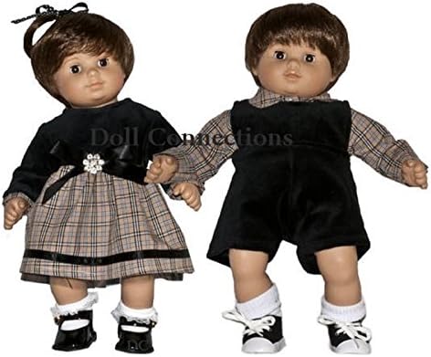Bitty Twins Matching Boy and Girl Doll Outfit | 15-inch Doll Clothes &amp; Accessories | Outfits for American Girl Dolls | Doll Connections | Tammy Lee Designs (3 piece set)