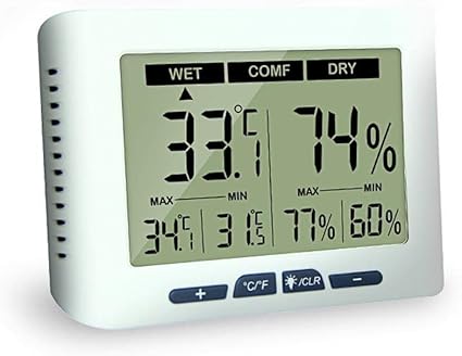 Hygrometre Numerique Thermometre Interieur Thermometre D Ambiance Et Indicateur D Humidite Pour La Maison Bureau Serre Entrepot Amazon Fr Cuisine Maison