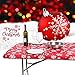 AtkEssentialProducts Waterproof Plastic Vinyl Tablecloth Elastic Edged Rectangular Fitted Picnic Cover Outdoor tablecloths Rectangle Tables Home Indoor Fits 6ft 3072 Folding Table Xmas Patterned