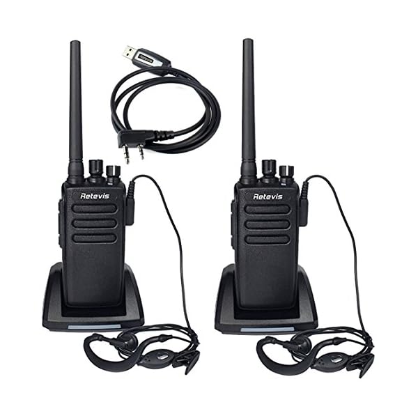 Retevis-RT81-IP67-Waterproof-DMR-DigitalAnalog-Two-Way-Radio10W-Rechargeable-32-Channel-UHF-400-470-Mhz-VOX-Encryption-with-Earpiece-PairBlack-and-Programming-Cable