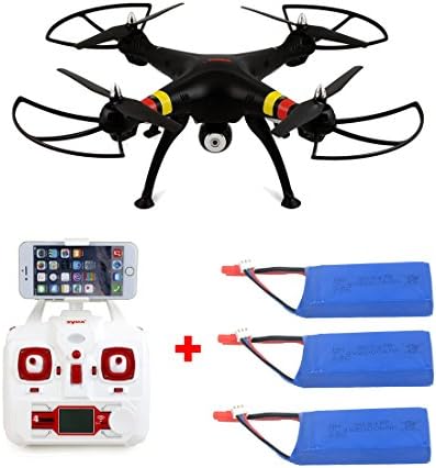 Sztook Syma X8W 2.4Ghz 6-Axis Gyro RC Quadcopter Drone UAV RTF UFO HD WIFI Camera for Real Time Video Transmission + Extra 2pcs 2000mAh Battery Batteries-black