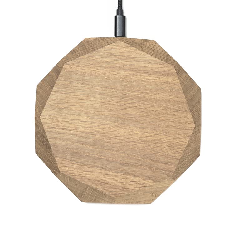 Wireless charger QI iPhone X/Xs Max Wireless pad, inductive wooden wireless charging station S8/S9/Note10 (Oak wood)