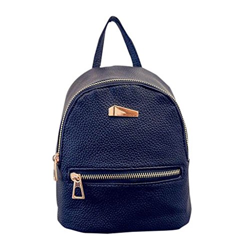 Compia Women and Girl Mini Backpack Travel Handbag School Rucksack Packet (Black)