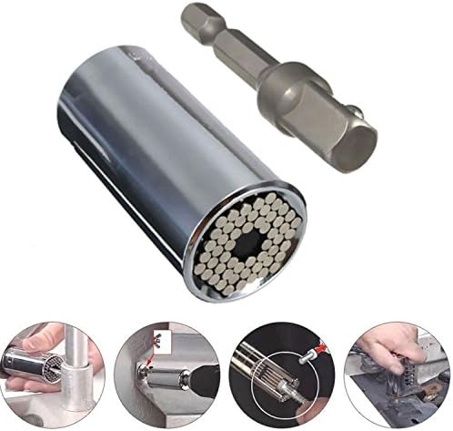 Ratchet Universal Sockets Set Grip Metric Wrench Power Drill Adapter Set Wrench Bushing Set Universal Repair Tools 7mm to 19mm