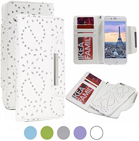 iPhone 6 Wallet Case for Women with Strap in Detachable Design White-Weforever