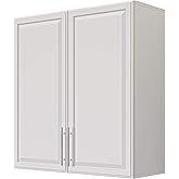 NEWOWNDS Laundry Room Cabinet, Kitchen Cabinet Wall Cabinets with Adjustable Shelves, Wall Cabinet Storage, Utility Cabinets for Laundry Room, White Wall Cabinet with Shaker Door, White