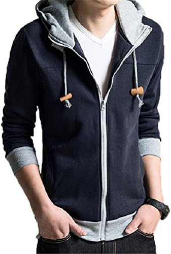Allonly Men's Casual Long Sleeve Slim Hooded Hooodie Cotton Jacket Coat