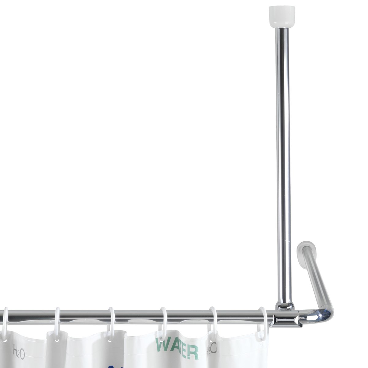 Wenko 19212100 Ceiling support for telescopic shower rail 57 cm length, Metal Aluminium, Chrome — image 1
